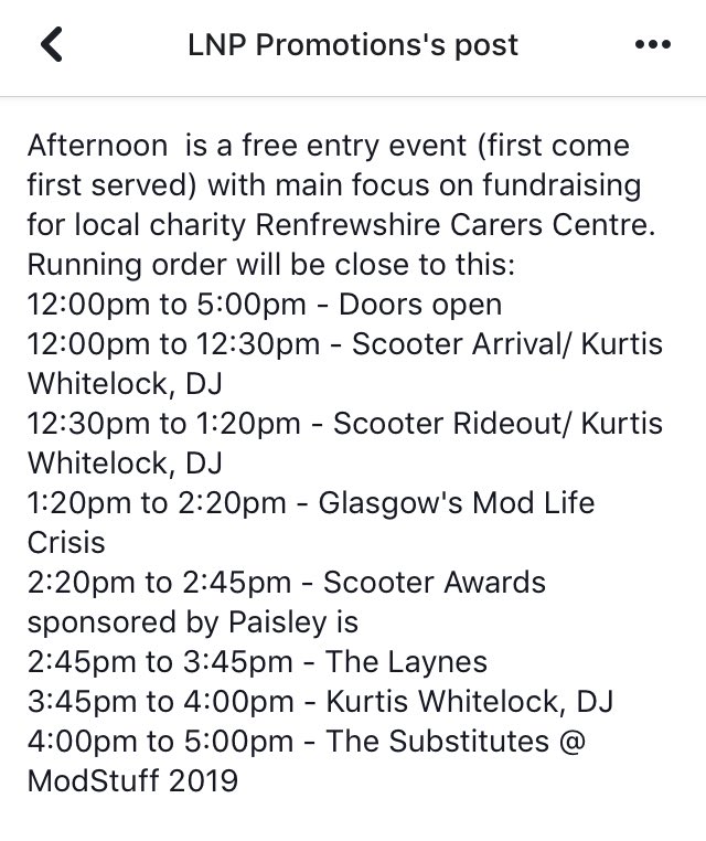 LNPPromotions's tweet image. The 7th annual #ModStuff #Paisley takes over The Spiegeltent County Square all day &amp;amp; into the evening, tomorrow Saturday 12th October as part of @SpreeFestivalR
Running order in pictures 
Weather has been arranged 😎 🌤🌦 We hope you have an amazing and fab day 😊