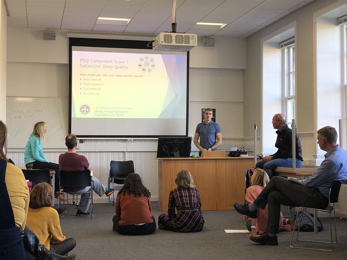 DrShaunPhillips's tweet photo. Outstanding “performance and health strategies for PGR students” workshop by some of our @HPSatUoE @UoE_PAHRC PGR students at #Interweaving19 https://t.co/NS2Oyb3OED