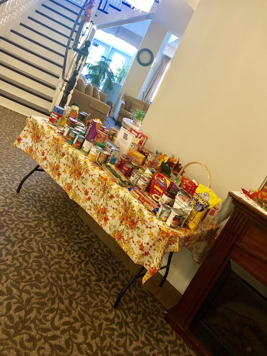 SussexRL's tweet photo. #HappyThanksgiving Food drive at Garden Villa in Chesterville, Ontario is going strong! Residents, staff, and their families helping to support the local food bank #Thanksgiving #Canada #FoodBank #FoodDrive #Helping #Community #GardenVilla https://t.co/R3iTHPVZDe