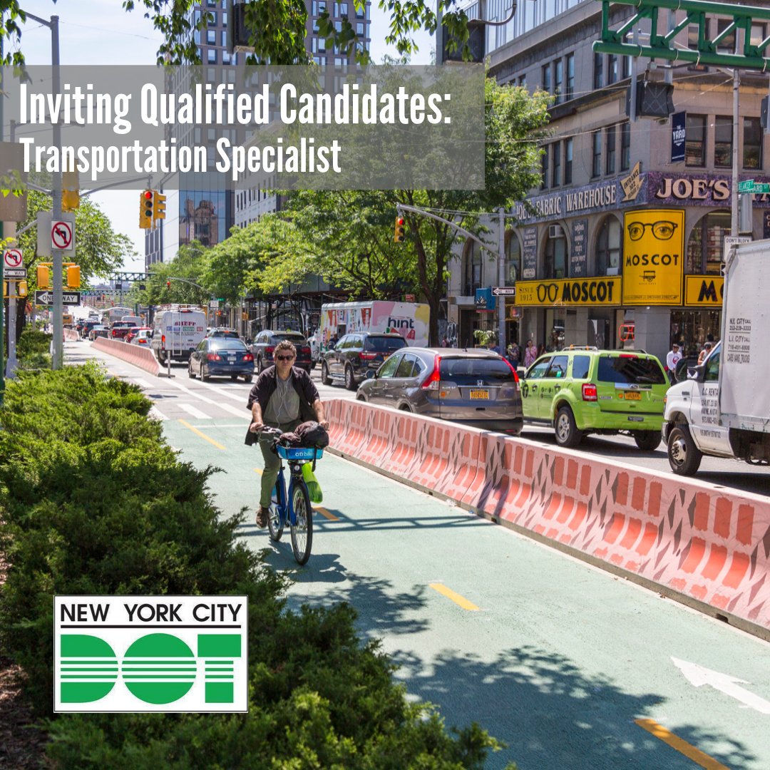 NYC_DOT's tweet photo. #NowHiring: DOT is seeking transportation experts &amp; planners to help build a larger, safer #bikenyc network as part of NYC's Green Wave plan. 

Interested? Apply this #biketober via https://t.co/sq62nSYPMW or https://t.co/mMT0zIG1CF

Search job ID: 415033, 415037, 415042, 415045 https://t.co/06ybXKaQdW