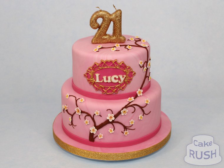 CakeRush's tweet photo. For Lucy's 21st birthday we provided this cherry blossom cake in shades of pink. Gold accents complete the effect.

#cake #birthday #21st #cherryblossom #pink https://t.co/VQ9rENtG0U