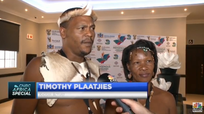 cnbcafrica's tweet photo. @ArtsCultureSA @PanSALB @GautengSACR #IndigenousLanguagesMatter: "This conference means a lot to me. The only part that is painful is the fact that our language is not recognised or official" - Timothy Plaatjies, Khoisan Activist. #CNBCAfrica https://t.co/GZw833Tigh