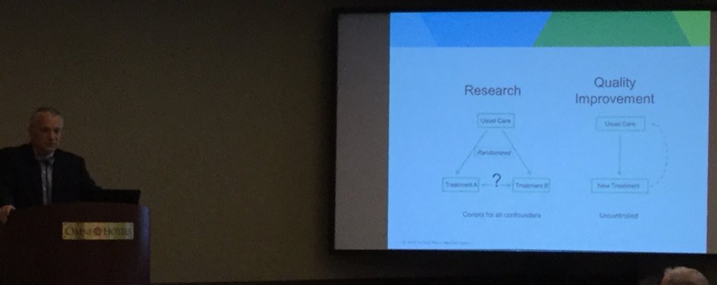 debsimpson3's tweet photo. Differentiating research & #QI. Analogy the pond (research) which sample for representativeness & random assignment intervention vs QI which is a rushing stream that changes dynamically. Key Qs in QI it is different and did we cause it. Per Craig Blackmore @VirginiaMason #AIAMC https://t.co/mvDJr6x4SE