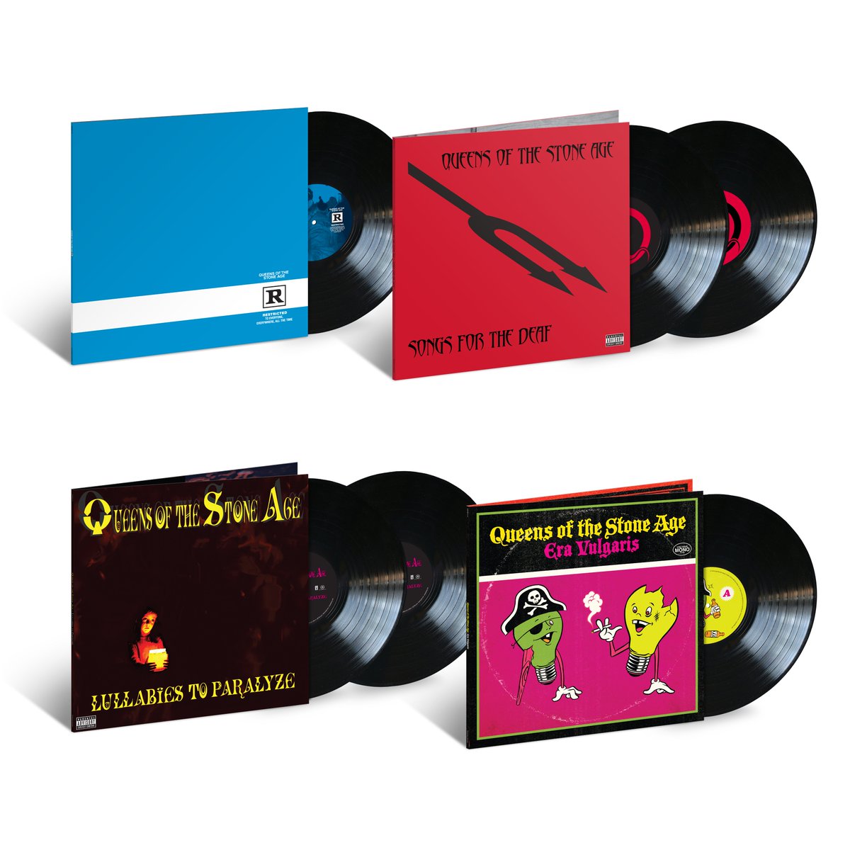 BACK ON HIGH-QUALITY 180GRAM VINYL AVAILABLE NOVEMBER 22 RATED R QueensOfTheStoneAge.lnk.to/RatedR SONGS FOR THE DEAF QueensOfTheStoneAge.lnk.to/SongsForTheDeaf AVAILABLE DECEMBER 20 LULLABIES TO PARALYZE QueensOfTheStoneAge.lnk.to/LullabiesToPar… ERA VULGARIS QueensOfTheStoneAge.lnk.to/EraVulgaris