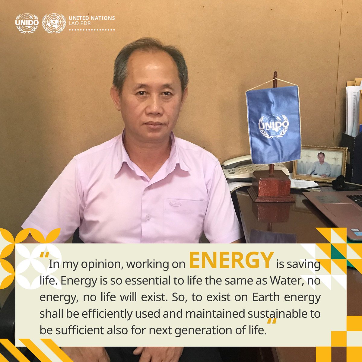 UNinLaoPDR's tweet image. Why is it important to work on Energy?

Sharing below an answer by Thongphet Phonsavath, working at Cleaner Production Centre supported by the Government of #Laos and @UNIDO ⬇️.
 
#WeAreDevelopment #OneUN #UNDay #GlobalGoals