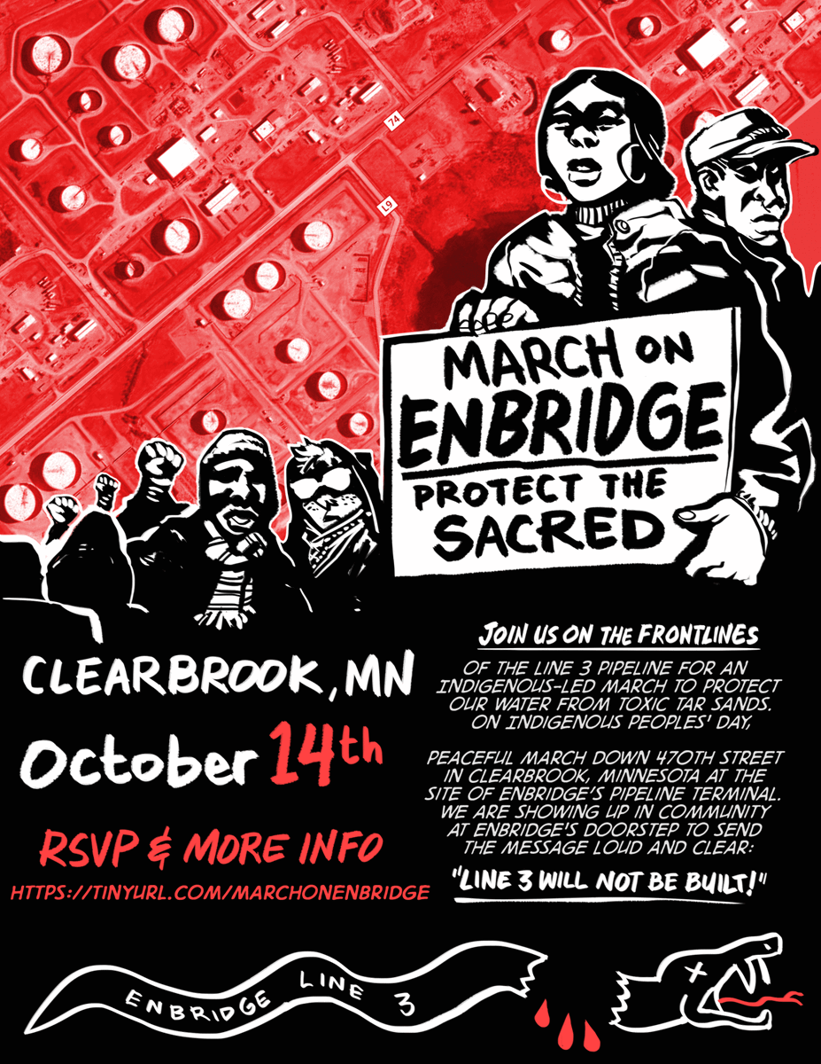Trumenza's tweet photo. Call to Action: March to Protect the Sacred!
A march planned for Monday. The indigenous peoples of the upper Midwest have been fighting for centuries to protect the water, their sacred lands and food sources. #NoEnbridgeLine3 Kill The Black Snake!
https://t.co/ATqqiBdiPg https://t.co/WzegOJyNV1
