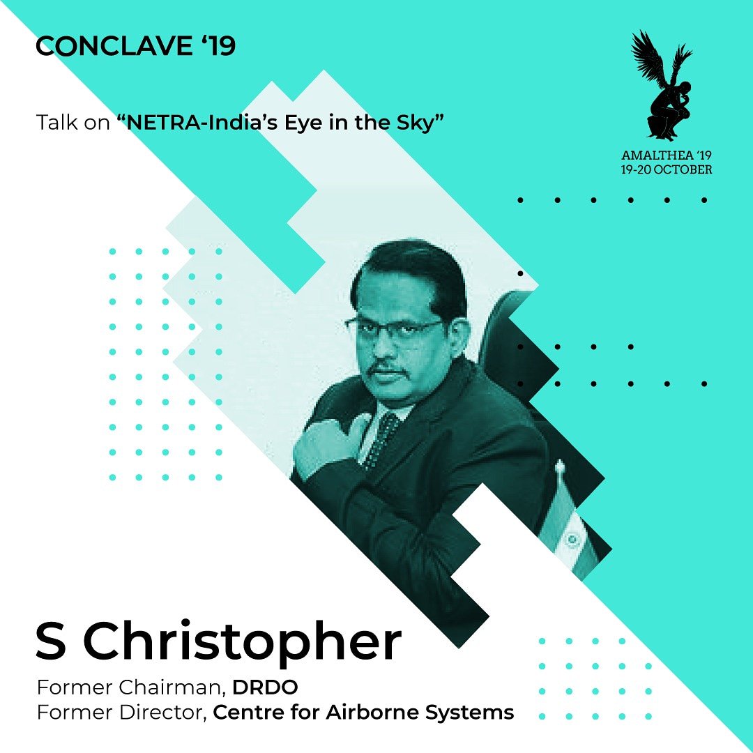 amalthea_iitgn's tweet photo. Get ready to perceive "NETRA- India's Eye in the Sky" which was used in the Balakot Strike recently, being the topic for Mr. S. Christopher's talk.

#aml19 #ahmedabad #gandhinagar #conclave #ted #tedx #talk #speech #balakot #drdo #india #airforce #netra #drone https://t.co/HJnumuDSuK
