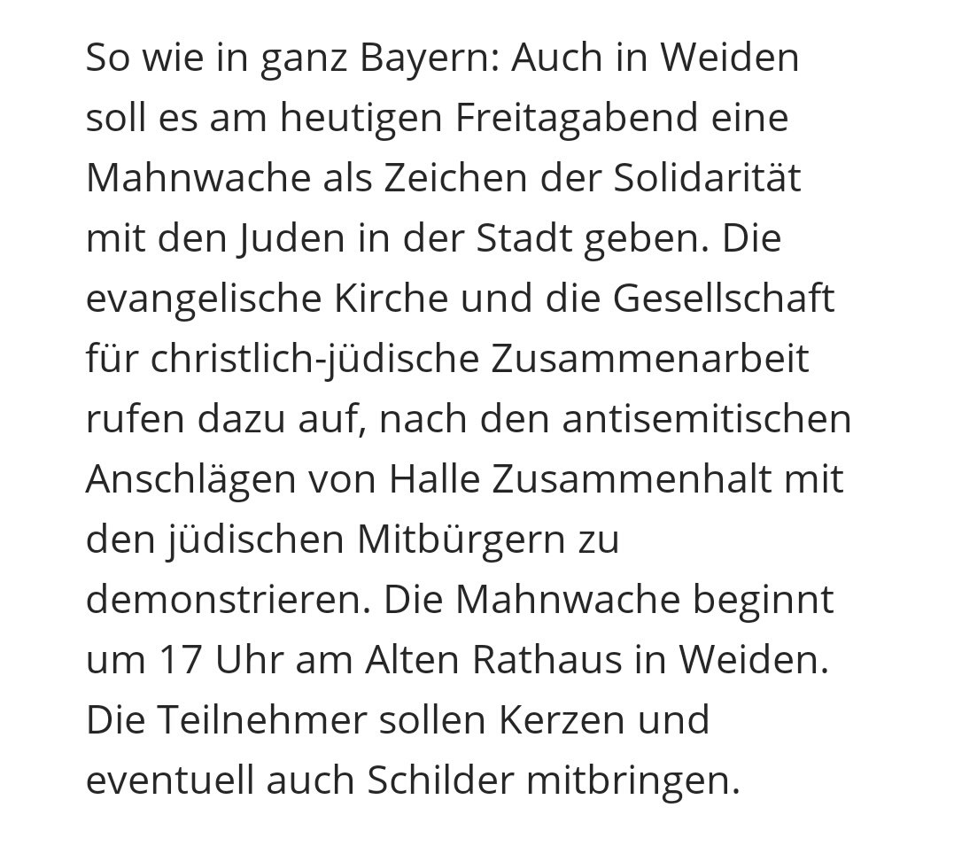 fff_weiden's tweet photo. Wir schließen uns natürlich der heutigen Mahnwache in Anblick der Ereignisse von Halle an. Deshalb kommt alle und zeigt euch solidarisch mit unseren jüdischen Mitbürger*Innen! #GegenJedenAntisemitismus #halle0910 https://t.co/zljf1o8RTe