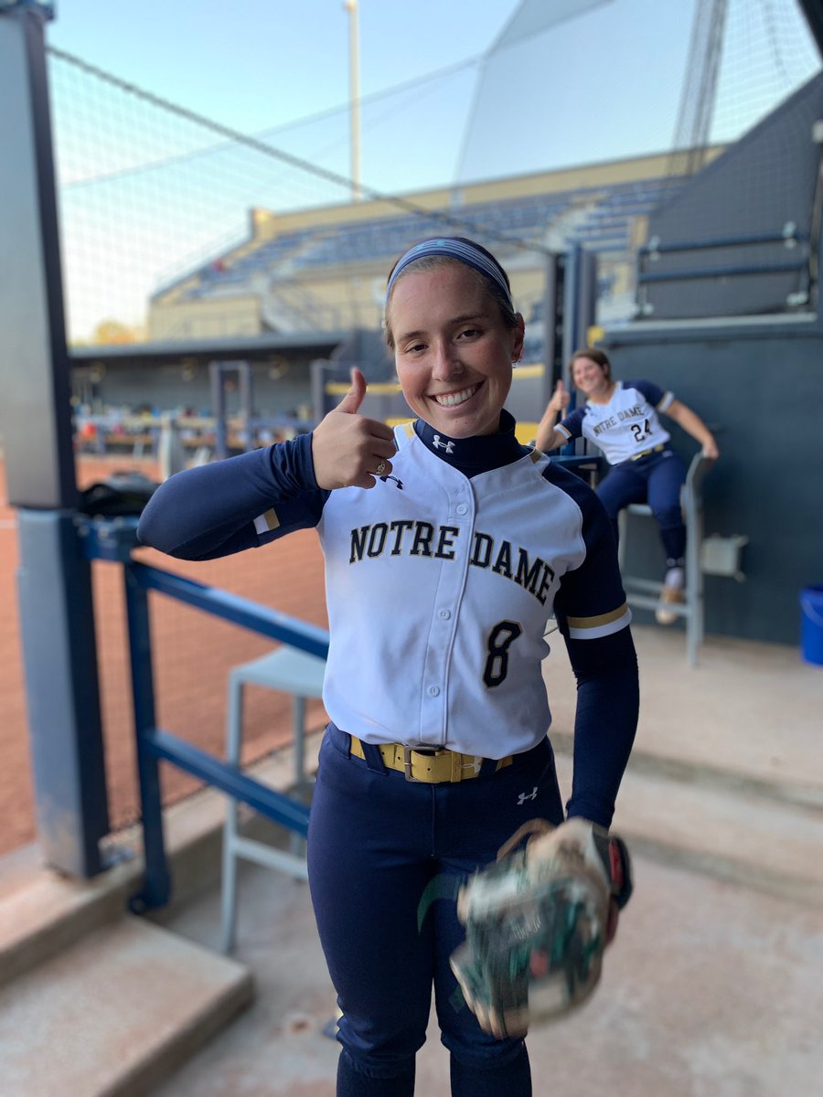 NDsoftball's tweet photo. This one is becoming a trend... and no, we didn’t plan it. 👍🏻
All smiles for our final fall ball matchup tonight!
Notre Dame vs. Purdue NW
📍 Melissa Cook Stadium
📅 Friday
⏰ 4 p.m.
#GoIrish #BeatPride https://t.co/P2lSXLwzi5