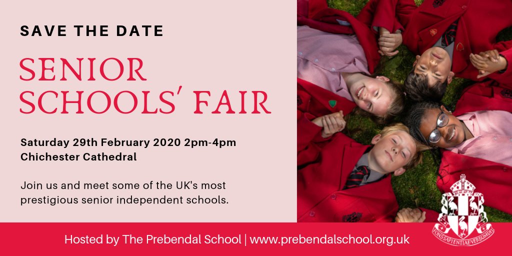 Definitely a date for your diary - our 2020 Senior Schools' Fair! <a href="/ChiCathedral/">Chichester Cathedral</a> @Discover_Chi <a href="/ChichesterDC/">Chichester District Council</a> @ChichesterBID #schoolfair #independentschools