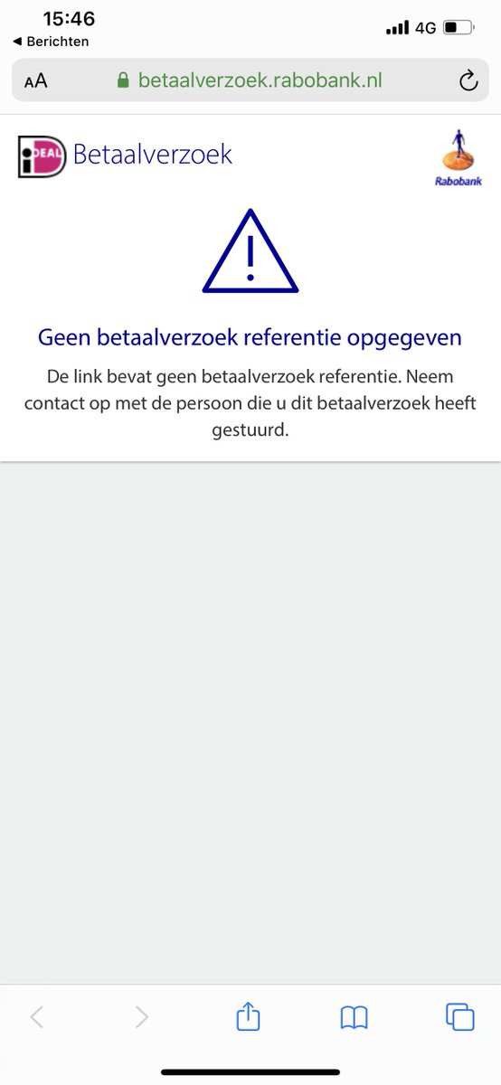 Viefislief's tweet photo. @Rabobank  krijg betaal verzoek maar kan niet betalen vanwege deze foutmelding. Gisteren ook al en bij opnieuw versturen betaalverzoek krijg ik dezelfde melding. Wat is hier aan de hand? https://t.co/x4Dxo628mL