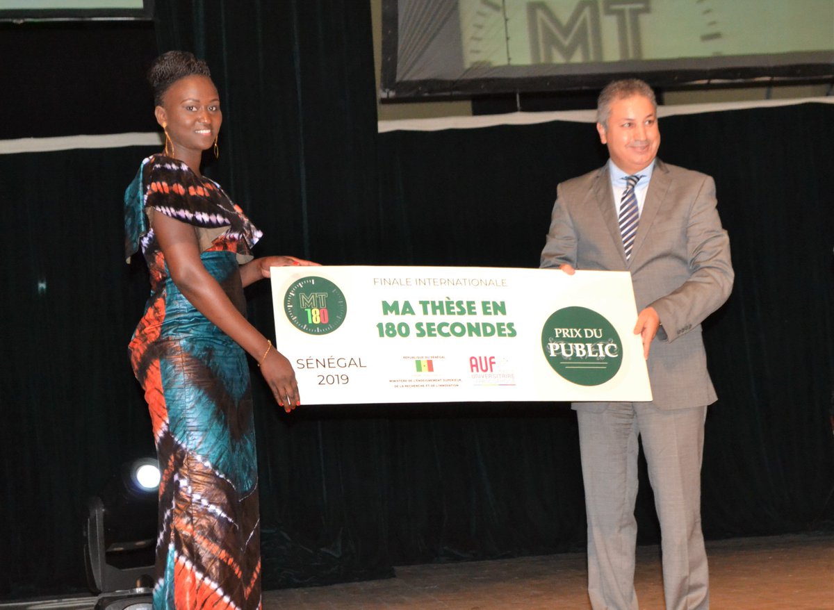 AUF_AfriqueO's tweet photo. #Interview 
Découvrez l'#entretien avec Catherine Penda Mbaye de l'Université Alioune DIOP de #Bambey  (#Sénégal), lauréate du prix du public de la finale internationale 2019 du concours "Ma thèse en 180 secondes" #MT180. 👉👉https://t.co/GzCvj5kRGd https://t.co/yRsDel3DVB