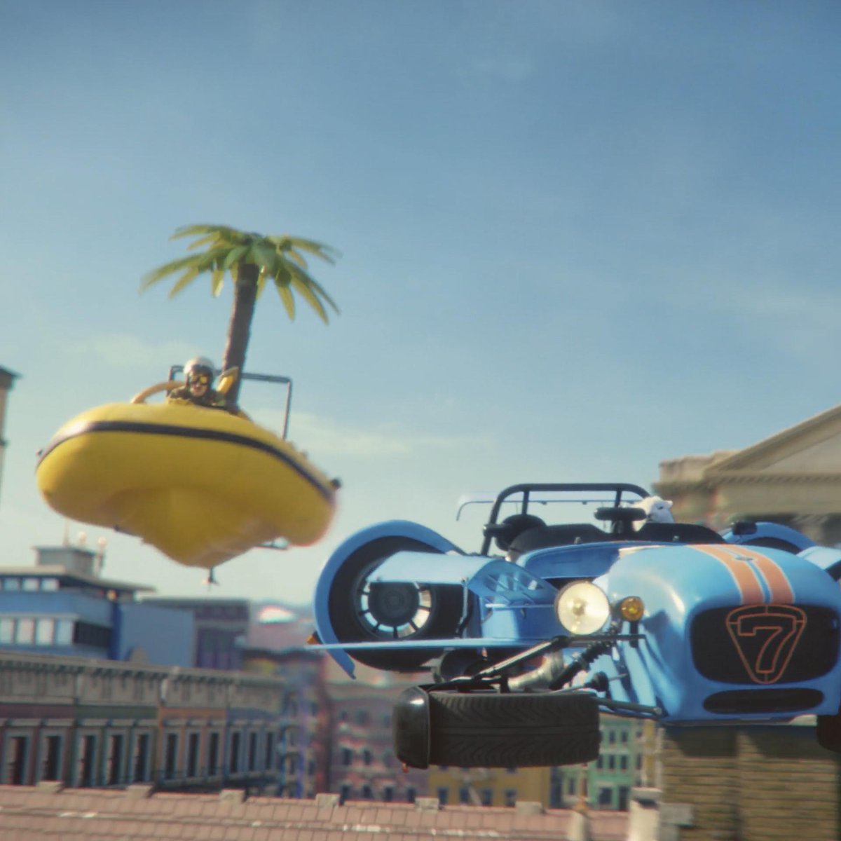 LEGO_Group's tweet image. What happens when you put together a giant dragon wearing sneakers and a rabbit in a flying car? #RebuildTheWorld #LEGO