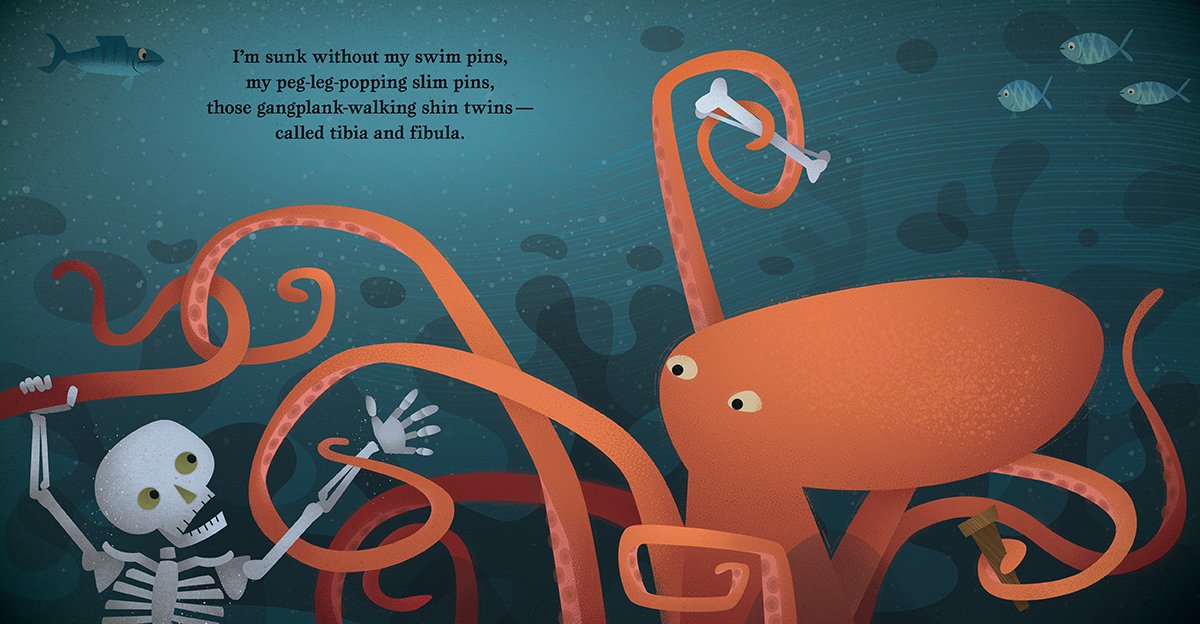 Candlewick's tweet photo. A jaunty rhyme takes readers on an underwater scavenger hunt as a comical skeleton tries to put itself back together piece by piece.
Give Me Back My Bones!
@KimNormanAuthor #BobKolar
#Halloween 🎃
https://t.co/GxmlcmBP67 https://t.co/fbKMXJUTm2
