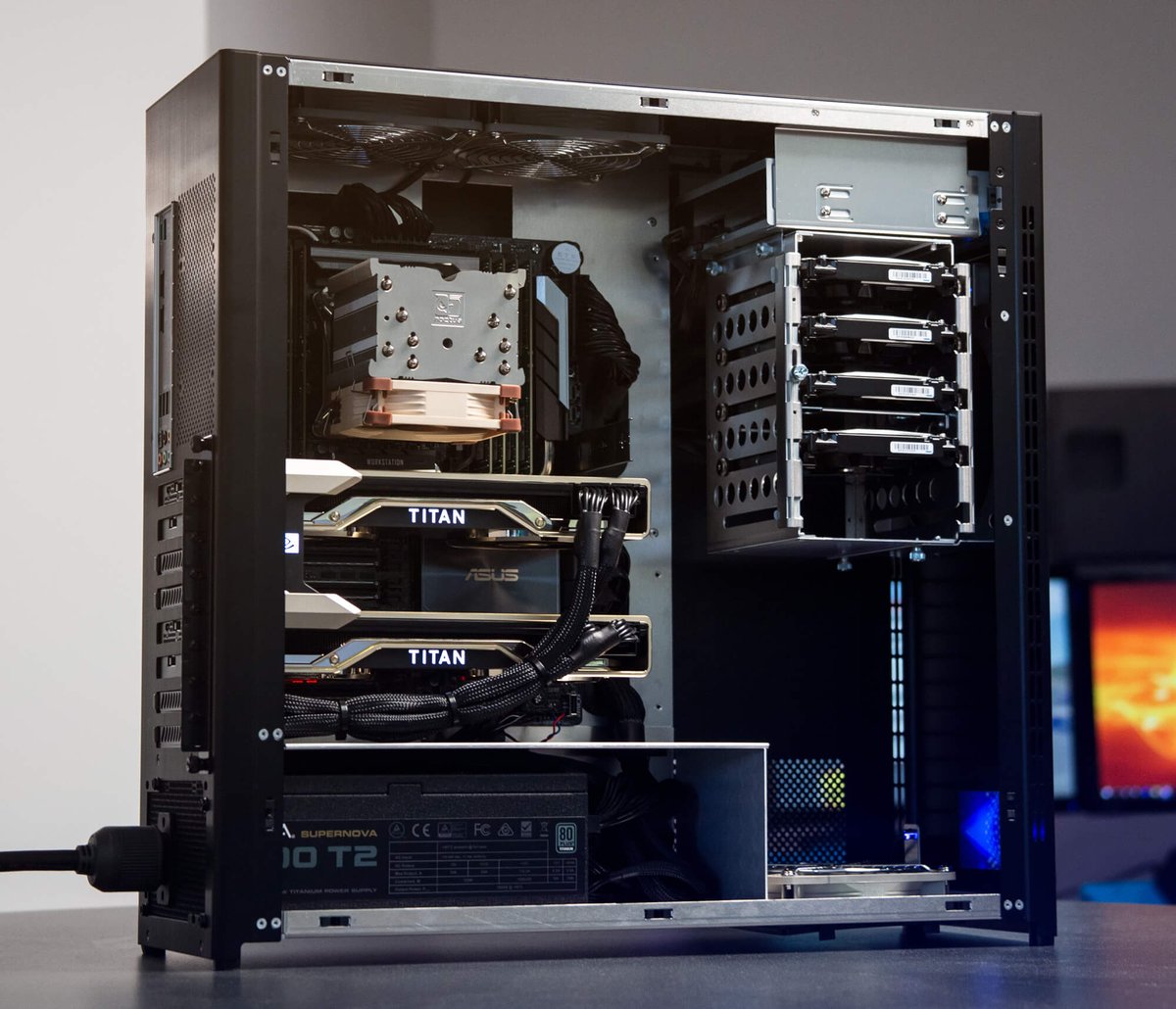 VelocityMicro's tweet photo. Check out this #Buildoftheweek #workstation - Dual @nvidia RTX Titans and 128GB @CrucialMemory DDR4 in an @ASUS X299 WS Sage motherboard. https://t.co/ieEQqpcqAY