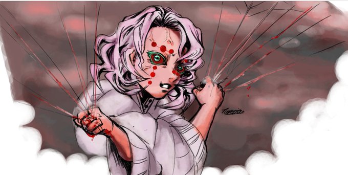 短舌さんがTwitterに投稿した累(鬼滅)(鬼滅の刃)のイラスト。