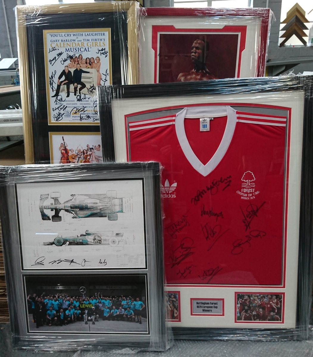 SigFraming's tweet photo. A few items framed for @Foreverstars for the pink & blue charity ball at the Belfry Hotel tonight. Please bid big if going. @FSFundraising #foreverstars #fsfundraising #BLAW2019 #signatureframingltd #Nottingham #NFFC https://t.co/zHbqaXA1OI