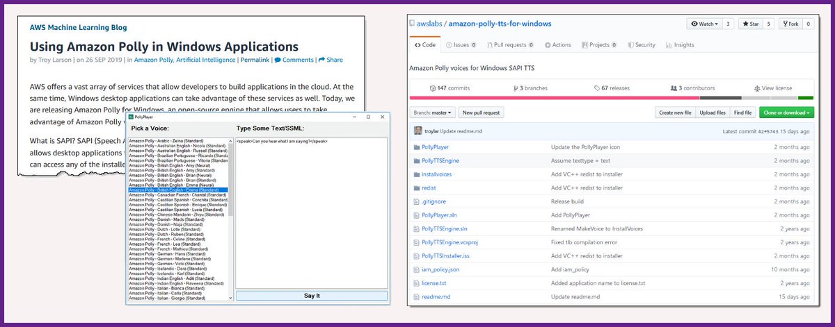 jeffbarr's tweet image. Using Amazon Polly in #Windows Applications - amzn.to/2M8iDRN #AWS