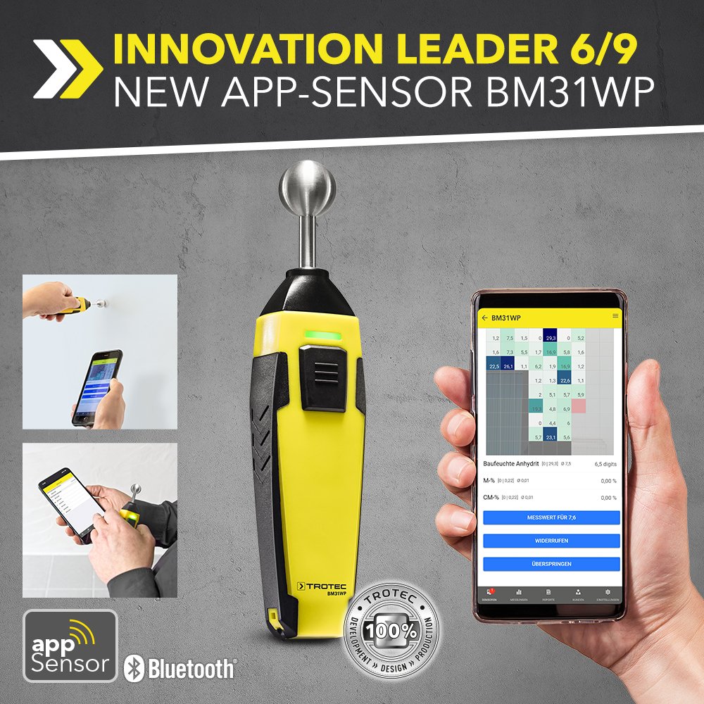 Trotec24_EN's tweet image. Makes your smartphone even smarter – material moisture measuring device with appSensor from Trotec #App #appSensors #BM31WP #measuringdevices #MultiMeasureMobile #Smartphone #Trotec trotec-blog.com/en/?p=9868