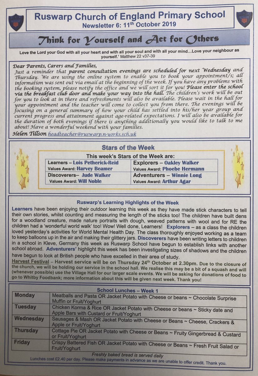 Ruswarpprimary's tweet photo. This week’s newsletter! There is a lot going on next week so please be sure to look at the ‘What’s on’ section! ☺️ https://t.co/zZa9Nx7bZp