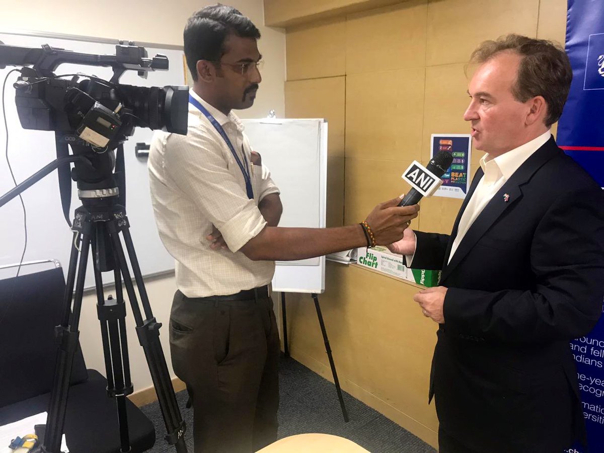 UKinBengaluru's tweet photo. ‘And I sign off as DHC for a day by addressing media with @PilmoreBedford on this unique opportunity. 

Today’s activities have broadened my horizon. It was gratifying to experience 🇬🇧 &amp; 🇮🇳 working together as #ForceforGood to address gender issues!

A memorable day indeed!’ https://t.co/vK2oOtrrVw