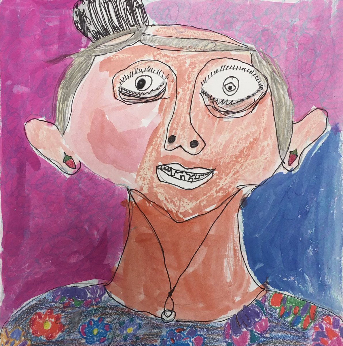 lildragonstudio's tweet photo. @CESLittleDragon 2nd grader, Campbell, created this beautiful self portrait !❤️@theartofed #bragginonadragon #kidart #arted #arteducation #portrait #childrensart #thatsadorable https://t.co/R353kRXDfj