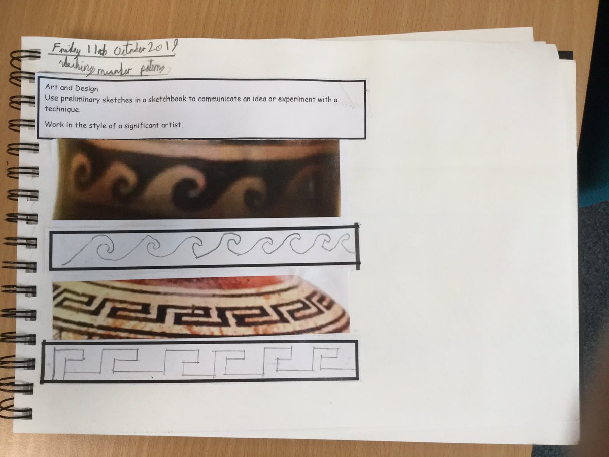 Year3Wolves's tweet image. Today in Art we have been practising sketching ‘Meander patterns’ found on Ancient Greek pottery. What a fantastic effort! #wisewolves