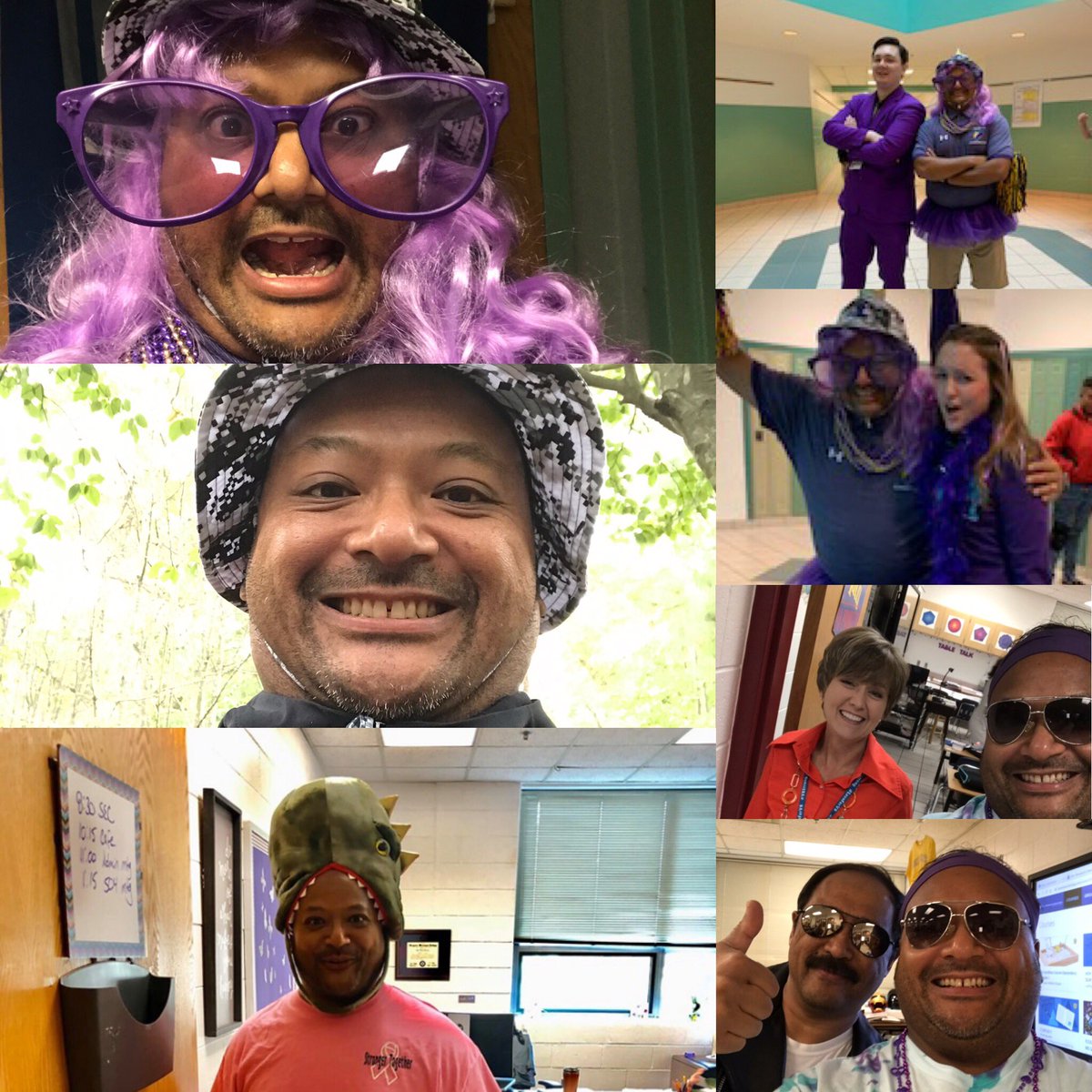 TheLarkspurMS's tweet photo. Had a blast celebrating @LarkspurMSPride โs Spirit Week! Love the many hats, faces, and sometimes costumes that I wear as principal of the #PrideOfTheBeach ๐ฆ . #EmbraceThePride #SchoolSpirit #LeadershipMatters @lkms_activities @vbschools @c_woodhouse1 https://t.co/5JlJdTRFvE