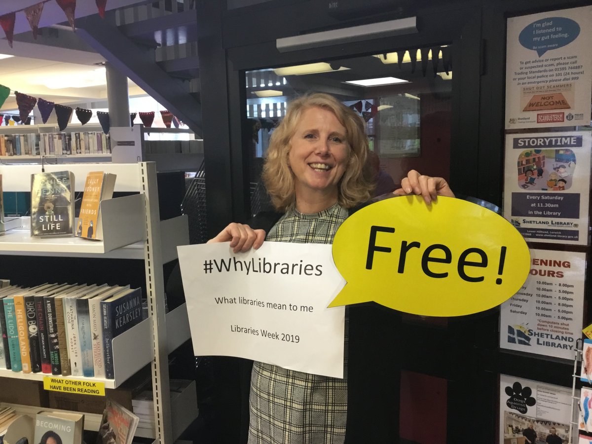 ShetlandLibrary's tweet photo. What a busy, busy week we've had! We are open tomorrow too, and 24/7 for eBooks. The best things in life are free! Libraries are free! Have a great weekend😀 #WhyLibraries #LibrariesWeek @CILIPScotland https://t.co/ZD3HWpxWnC