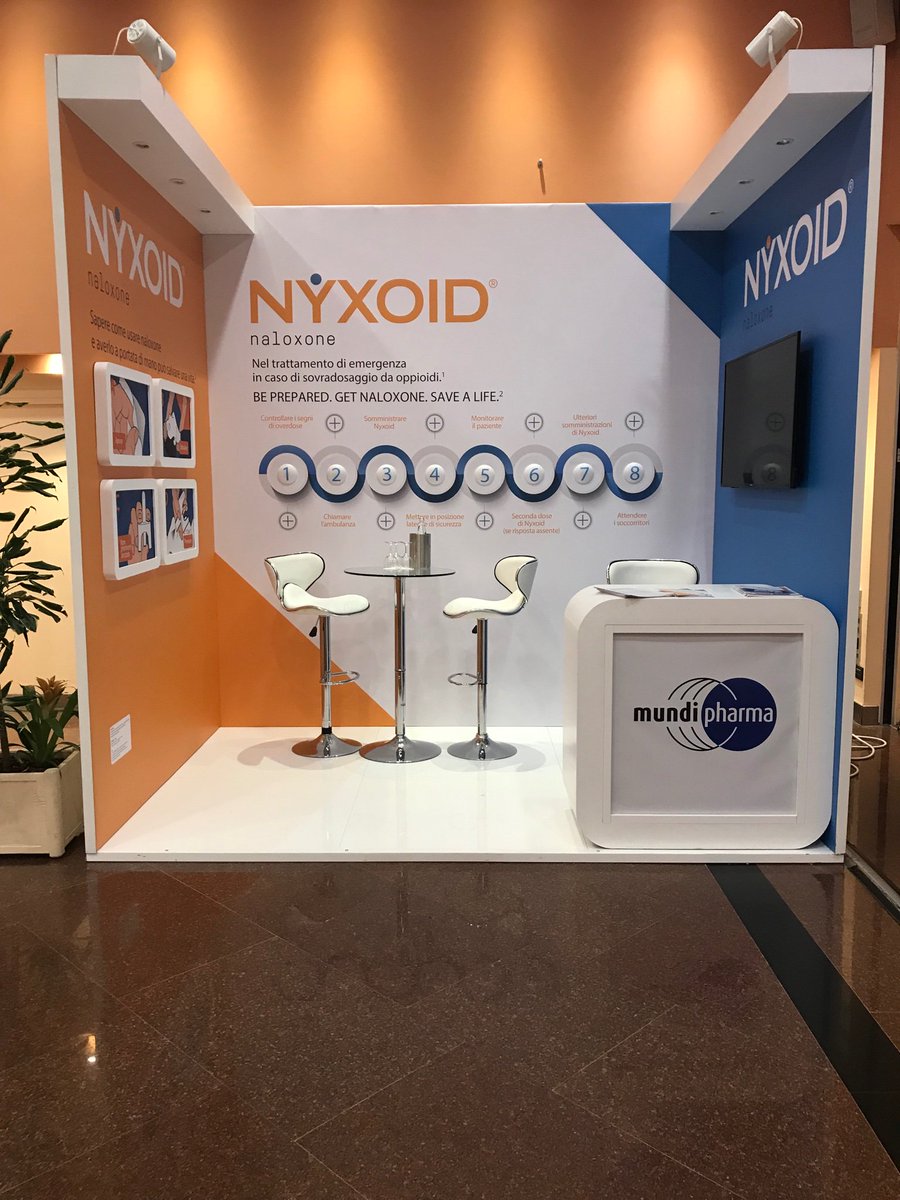 Very clever. In Europe, Sackler-owned Mundipharma sell drugs that cause opioid addiction and it also sells a naloxone product for reversing overdoses. Photo is from exhibit hall at an Italian addiction conference.