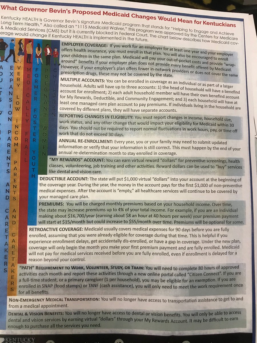 Bdrumartin's tweet photo. Informative session here at #kvh2019! See attached - What Gov Bevinโs Proposed Medicaid Changes Would Mean for Kentuckians @kyvoices4health #InsureKy https://t.co/PHSPnogs9I