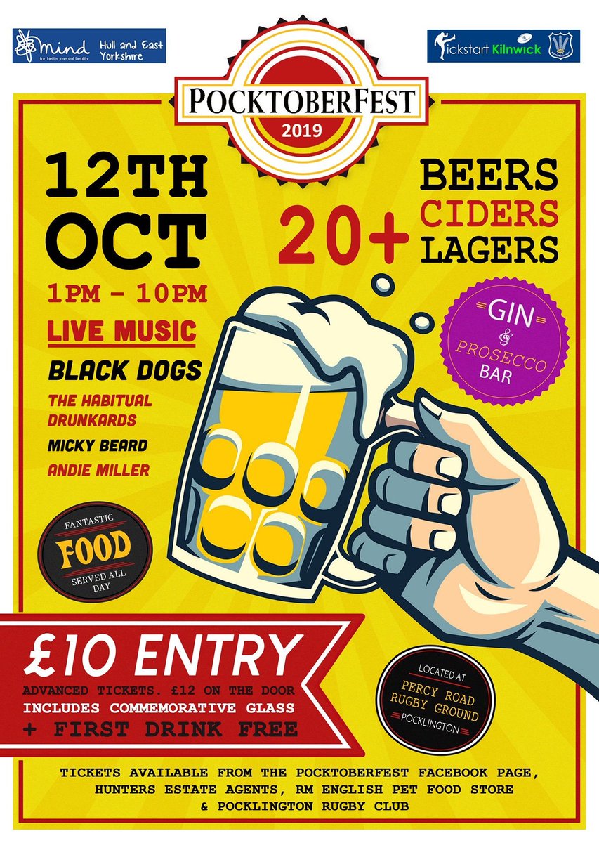 HuntersPock's tweet image. Don't forget to purchase your tickets for #pocktoberfest tomorrow 🍻 You can get these from our office in Pocklington! #pocklington #event