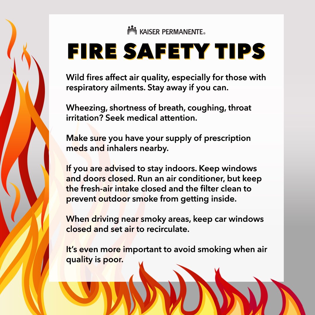#FireTips: Wheezing, shortness of breath, coughing, throat irritation? Seek medical attention. Make sure you have your supply of RX meds and inhalers close by. #SaddleridgeFire