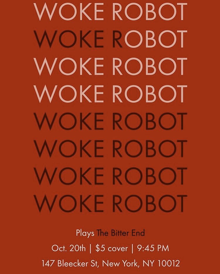 wokerobot (@wokerobot) on Twitter photo Join us <a href="/BitterEndNYC/">Bitter End</a> on October 20th, we’re on at 9:45 pm!
#wokerobot #forthewokefolk #nycmusician #nycmusic #livemusic #newyorkmusic #nycmusicscene #bitterendnyc #thebitterend #liveshow Join us <a href="/BitterEndNYC/">Bitter End</a> on October 20th, we’re on at 9:45 pm!
#wokerobot #forthewokefolk #nycmusician #nycmusic #livemusic #newyorkmusic #nycmusicscene #bitterendnyc #thebitterend #liveshow
