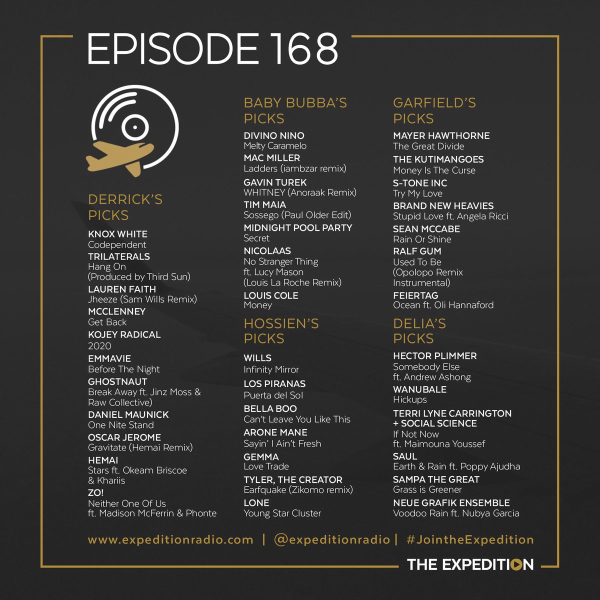 ✨EPISODE 168✨ 
New Episode up! #NowStreaming the #latestandgreatest in NEW music worldwide✈🌍

⏯
SoundCloud: bit.ly/expscEP168
Mixcloud: bit.ly/expmixEP168
Spotify: bit.ly/EXPspotify
Apple Podcasts: bit.ly/exppodEP168

expeditionradio.com