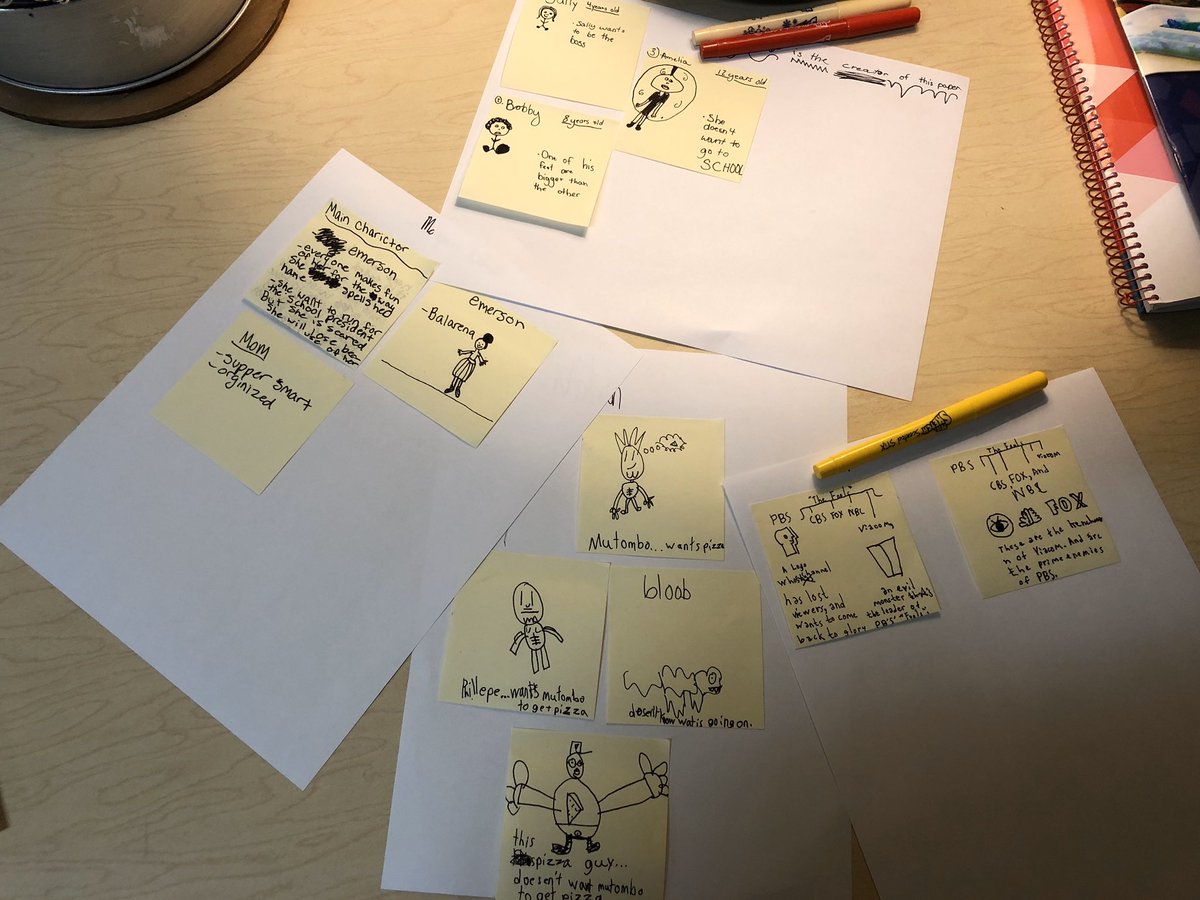 Innovation and creation during Day 1 of Graphic Novel Club! Building a club constitution, noticing what authors do, starting the writing process &amp; generating ideas! <a href="/WindomElem/">Windom Elementary</a> <a href="/TCRWP/">TCRWP</a> <a href="/writtenbyhand/">Eric Hand ☮️</a>