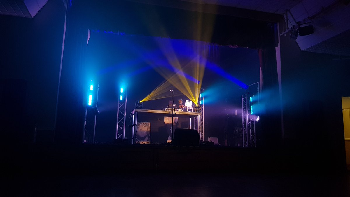 Busy Friday night! First up a large RCF PA and lighting for Tiny Steps charity night with Clint Boon headlining.