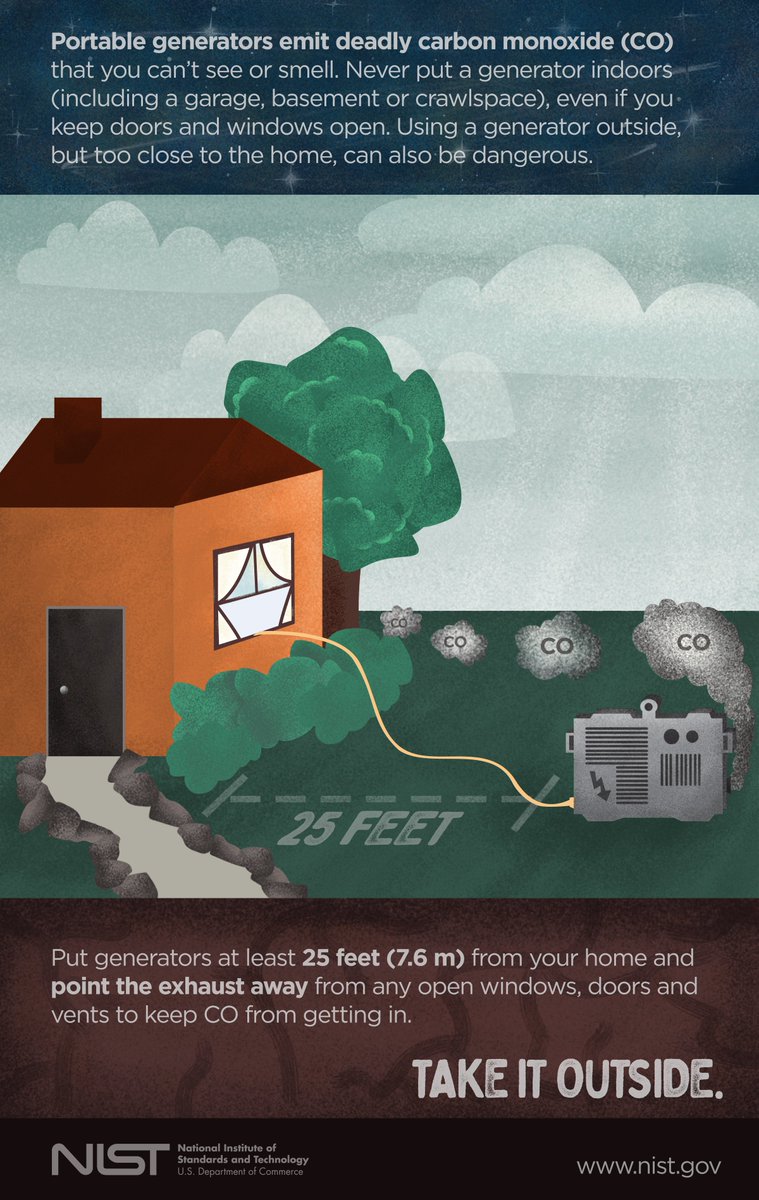 IMPORTANT: If you use a portable generator during a power outage, keep it at least 25 feet from your home with the exhaust pointed away from any open doors or windows. #PowerOutage