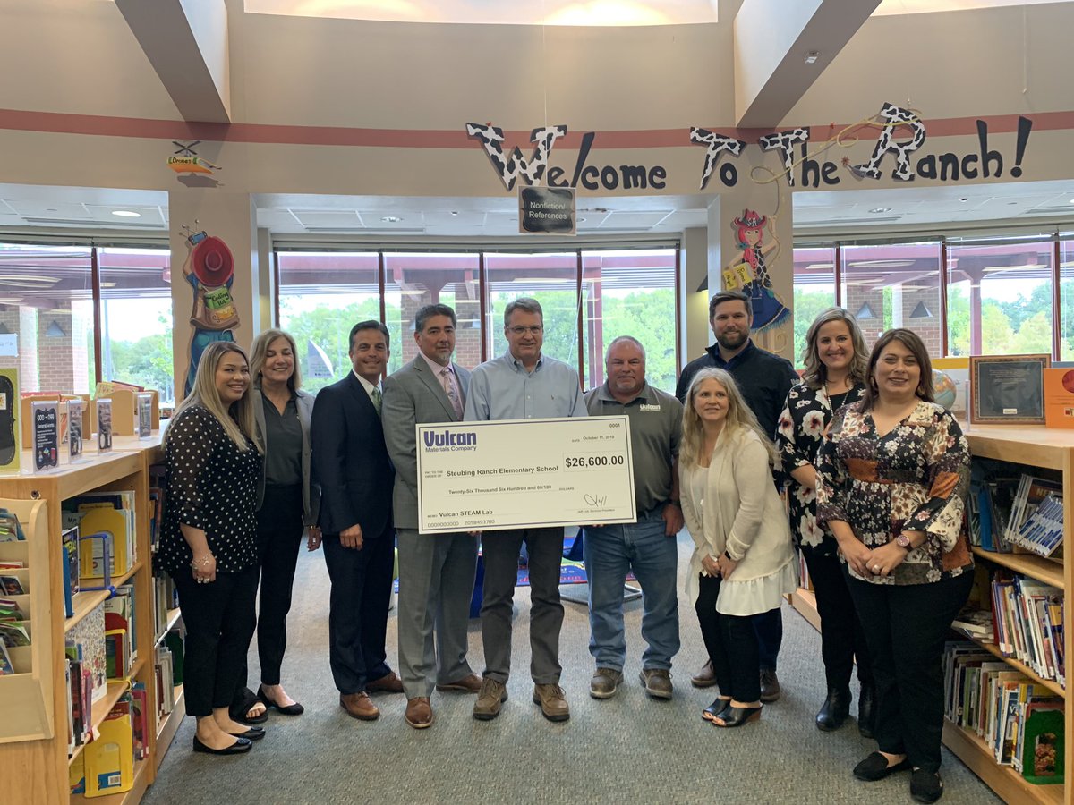 dr_maika's tweet photo. Thank you Vulcan for supporting Steubing Ranch and their STEAM initiative. Your generosity is appreciated. @MarioGuillen323 @NEISD @sgrona @tlynn31 @Tony_Jaso @dmbeyer25 @sandyjwh @sawinkley @drdonnanewman @NEISD_rudyj @NEISDCurriculum @execneisd https://t.co/6a3YbEkU7D