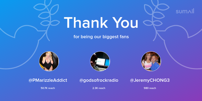 Our biggest fans this week: PMarizzleAddict, godsofrockradio, JeremyCHONG3. Thank you! via https://t<a href="/tag/iwantclips"class="tags"><span>#iwantclips</span></a>