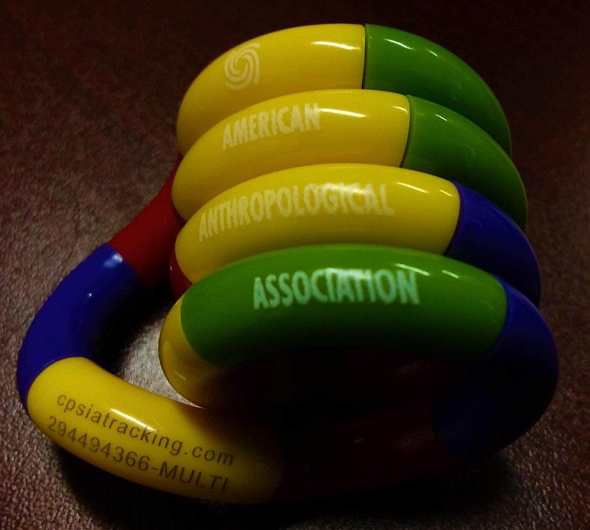 AmericanAnthro's tweet photo. Happy #Stimtober! We will be providing these tangle stim tools for attendees to pick up for their use if needed at #AAACASCA! #StimFreely #AccessibleAnthro
ID: Close-up picture of a multi-colored tangle stim tool with "American Anthropological Association" and the AAA swirl. https://t.co/qzAAb5KYr4