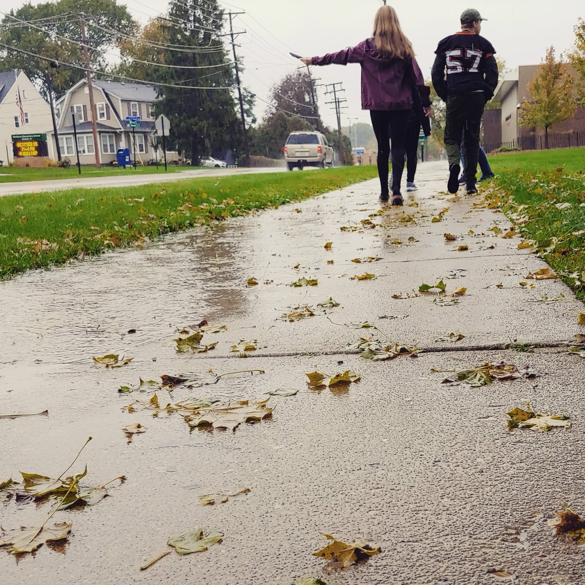 Students in photo <a href="/MCHS156/">McHenry</a> East braved the rain for a mindful walk today!