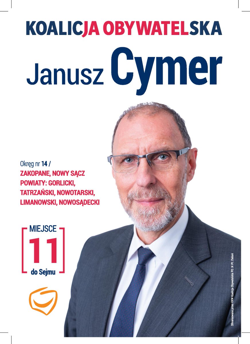CymerJanusz's tweet photo. Kandydaci Koalicji Obywatelskiej w okręgu nr 14  #NowySącz #NowyTarg #Mszana #MszanaDolna #Zakopane #Gorlice #Podhale #Orawa #Limanowa Janusz Cymer okręg 14, miejsce 11 #KoalicjaObywatelska #wybory2019 #JutroMożeByćLepsze #JutroMozeByćLepsze #JutroMozeByćLepsze #SilniRazem https://t.co/wccRLYJDCe