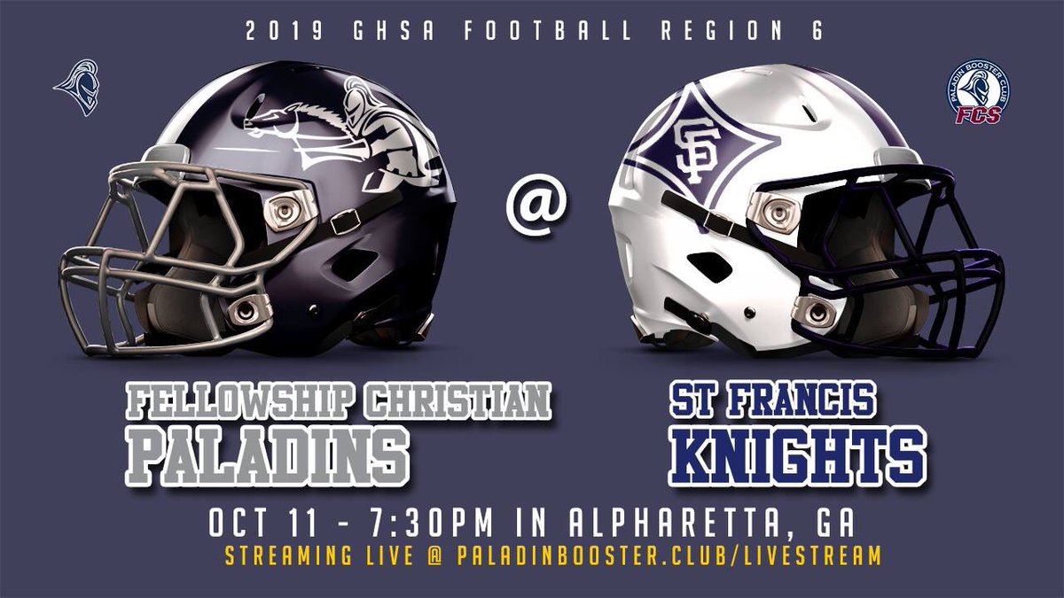 It’s Game Day Paladin Nation! Varsity FB travels to St. Francis for this sub-Region contest. We need our fans to make the trip to Alpharetta in support of the Paladins! Students are wearing pink, team is in white. #GoFCSPaladins #Bethe12thMan <a href="/FellowshipCS/">Fellowship Christian School</a>  <a href="/fcs_fsquad/">Official F Squad</a> <a href="/dlowery44/">David Lowery</a>