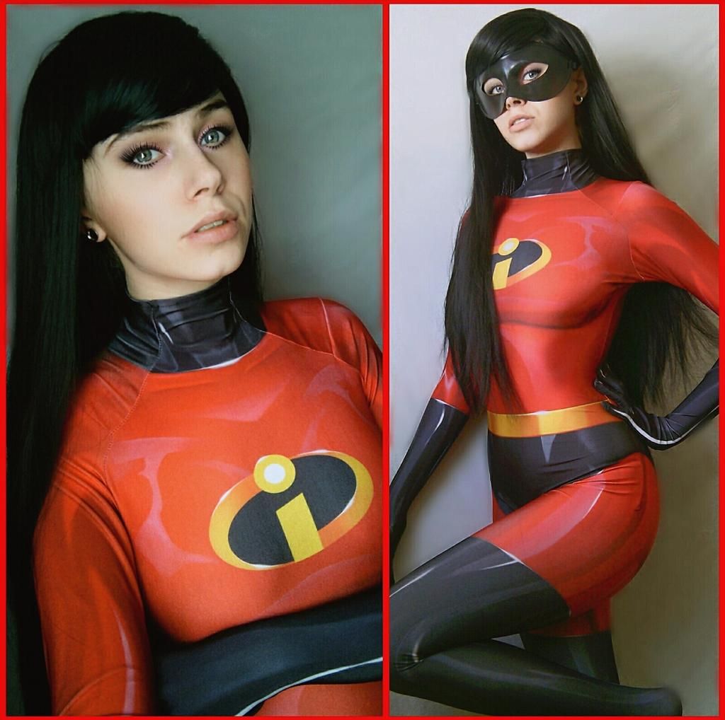 cutie Teddi Terri as Violet Parr... masked and unmasked! 