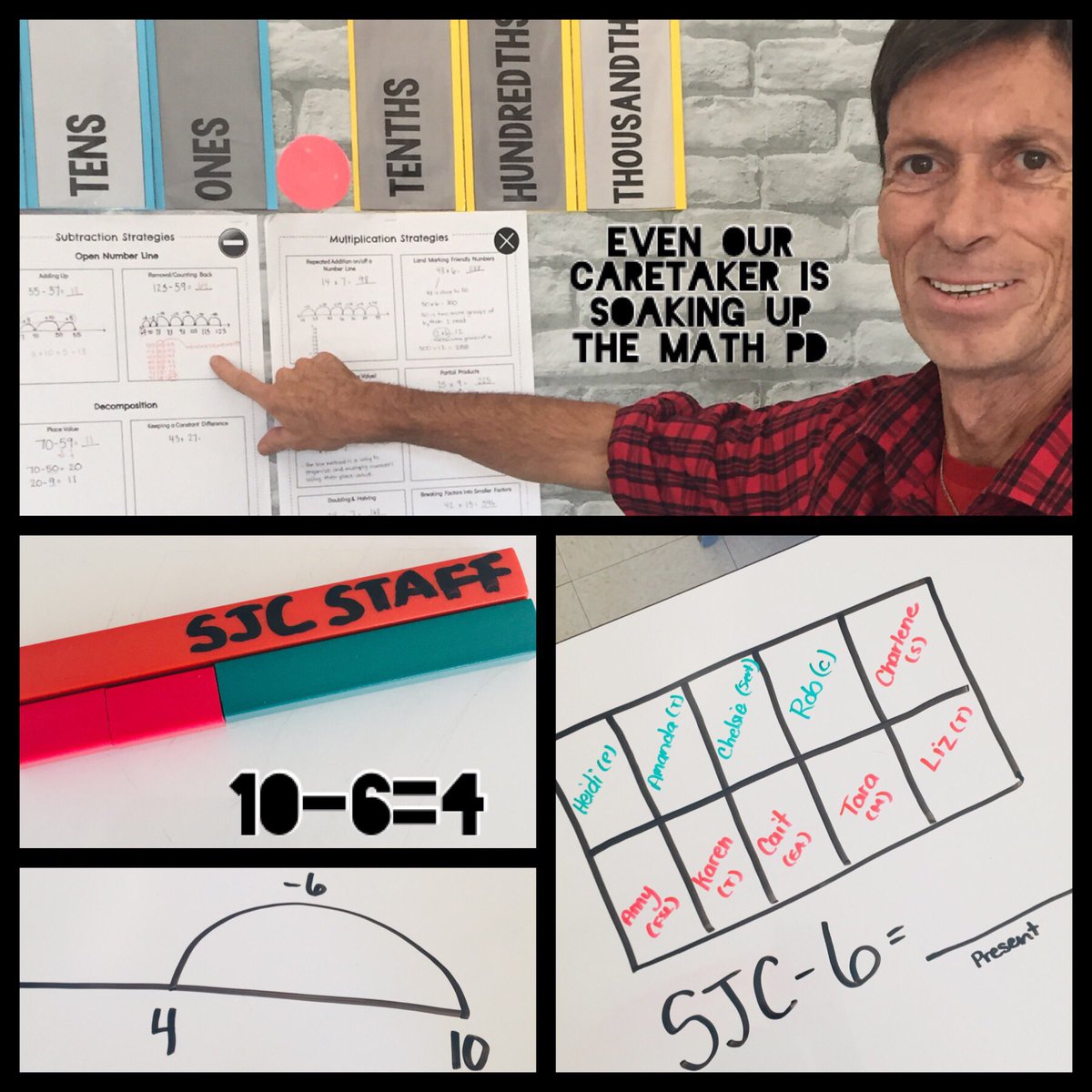 Amanda Cameron (@amandalyndsay87) on Twitter photo In order to make ten, we must include our custodian ;)! With illness and other PD, our mighty team is down to three! 🖊➕➖✖️➗<a href="/SJCSRCCDSB/">St.Joe's Calabogie</a> <a href="/dnoble23/">Dave Noble</a> <a href="/RCCDSB/">RCCDSB</a> #partsofawhole #threeisnotacrowd In order to make ten, we must include our custodian ;)! With illness and other PD, our mighty team is down to three! 🖊➕➖✖️➗<a href="/SJCSRCCDSB/">St.Joe's Calabogie</a> <a href="/dnoble23/">Dave Noble</a> <a href="/RCCDSB/">RCCDSB</a> #partsofawhole #threeisnotacrowd