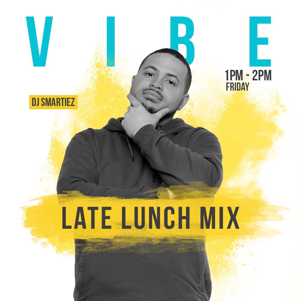 DJSMARTIEZ's tweet photo. About to hit up the #LATELUNCHMIX - Tune into @vibe105to at 1pm! https://t.co/g9PCZPkIYb