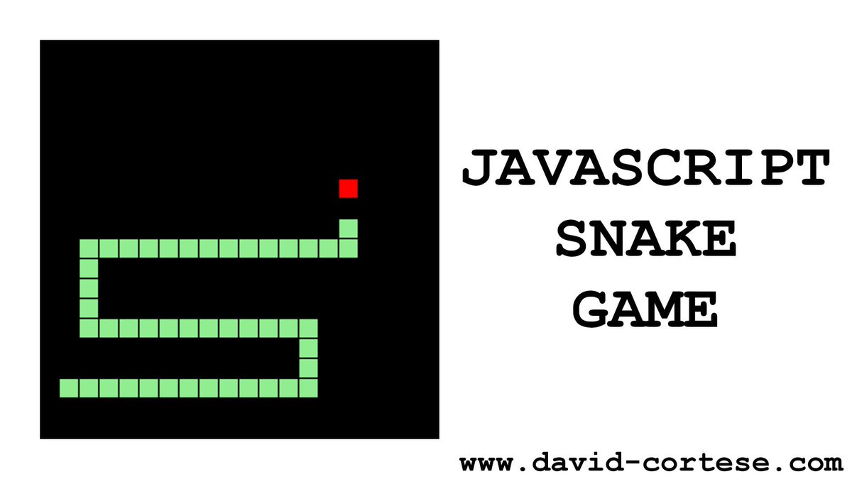 David_Cortese_'s tweet photo. JavaScript Snake Game
https://t.co/DyYMHUExF6
#JavaScript #Snake #Game #JavaScriptSnake #SnakeGame #JavaScriptSnakeGame https://t.co/z8kJbN3xnE