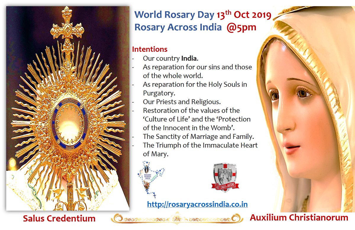 RosaryIndia's tweet photo. #RosaryAcrossIndia
#13th #October2019
#Intentions #for #India https://t.co/SZznTppjN2