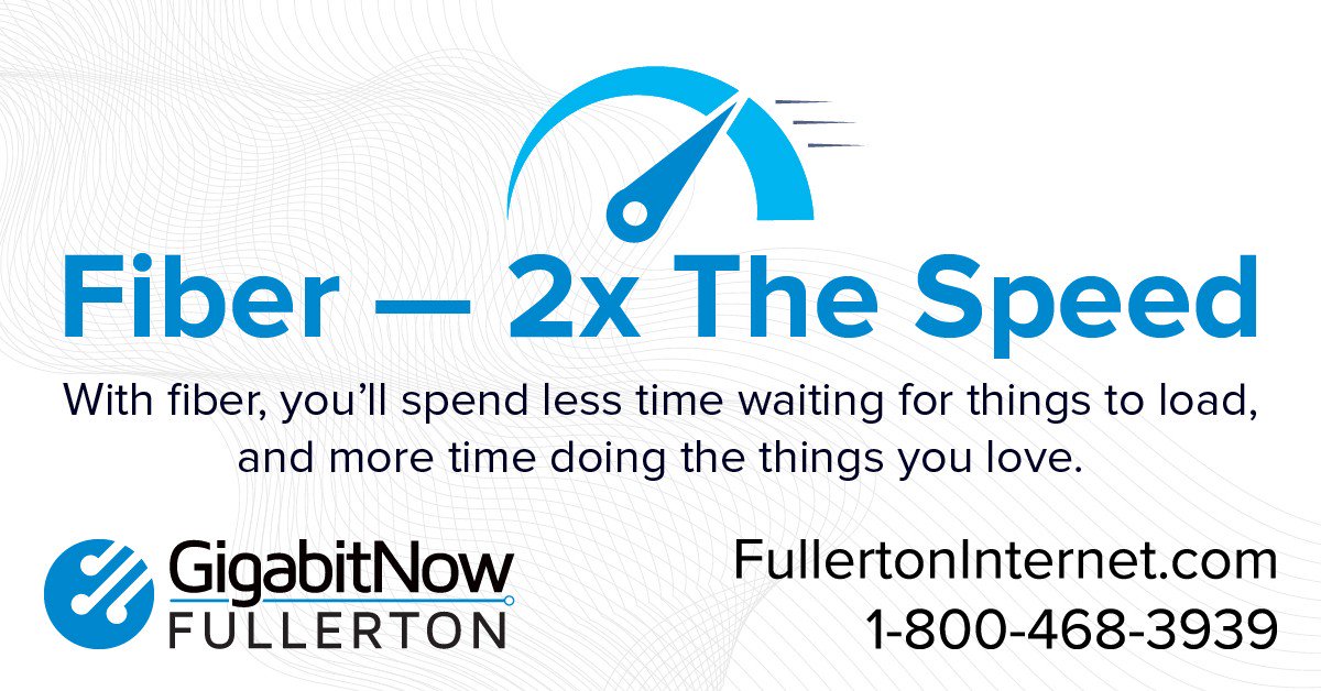 GBNowFullerton's tweet photo. #FullertonFiber is the ultimate #HomeInternet that will take your #Internet experience to the next level! Check out affordable pricing and don't wait to save your place in line - it's free. https://t.co/gRU5Cd7wgh
#FTTH #GigabitFiberInternet #FastInternet #GetFiber https://t.co/NweyT7a87z